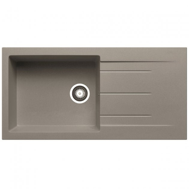 Prima Granite 1.0 Bowl Inset Kitchen Sink with Waste 1000mm Length x 500mm Width - Light Grey - CPR321