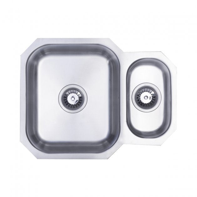 Prima 1.5 Bowl Undermount Kitchen Sink with Waste Kit 595mm Length x 460mm Width - Stainless Steel - CPR506
