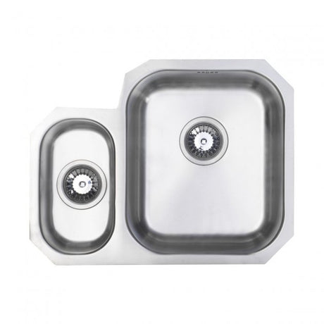 Prima 1.5 Bowl Undermount Kitchen Sink RH with Waste Kit 594mm Length x 460mm Width - Stainless Steel - CPR512