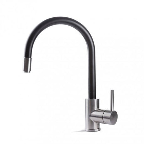Prima Tiber Pull Out Single Lever Kitchen Sink Mixer Tap - Black Stainless Steel - BPR550