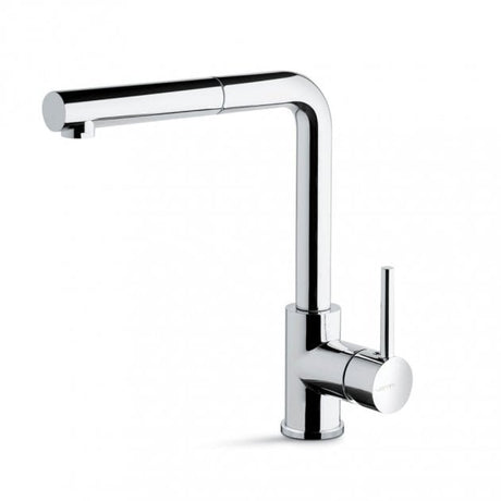 Prima Riace Pull Out Single Lever L-Shaped Kitchen Sink Mixer Tap - Chrome - BPR554