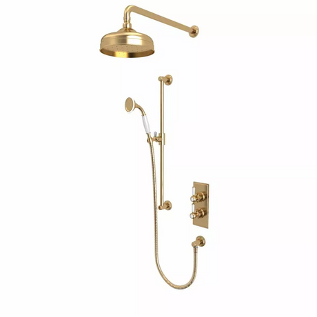 Tavistock Lansdown Dual Function Shower System With Riser Kit And Overhead Shower - Brushed Brass - SLD1602