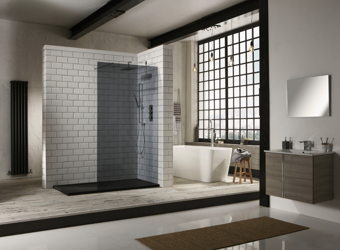 Aquaglass 800mm Mono 10mm Smoked Walk-In Front Panel - BE800913