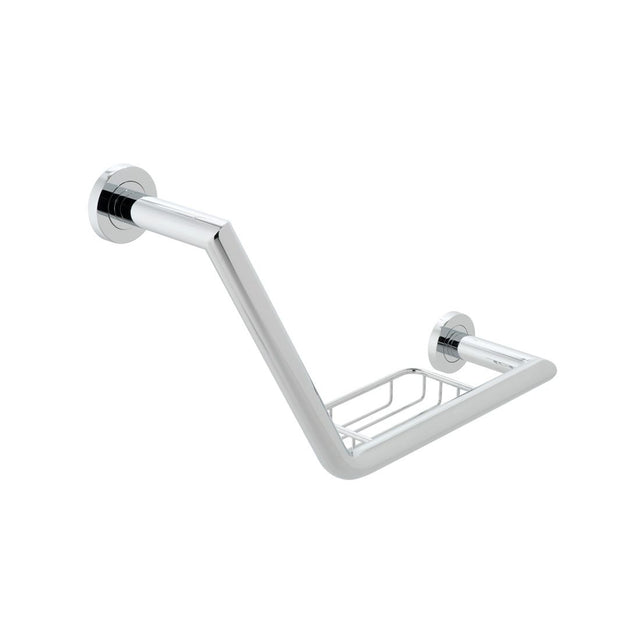 Vado Spa Angled Grab Rail With Basket 465mm Wide - Chrome - SPA - 1802 - C/P - TAP 'N' SHOWER
