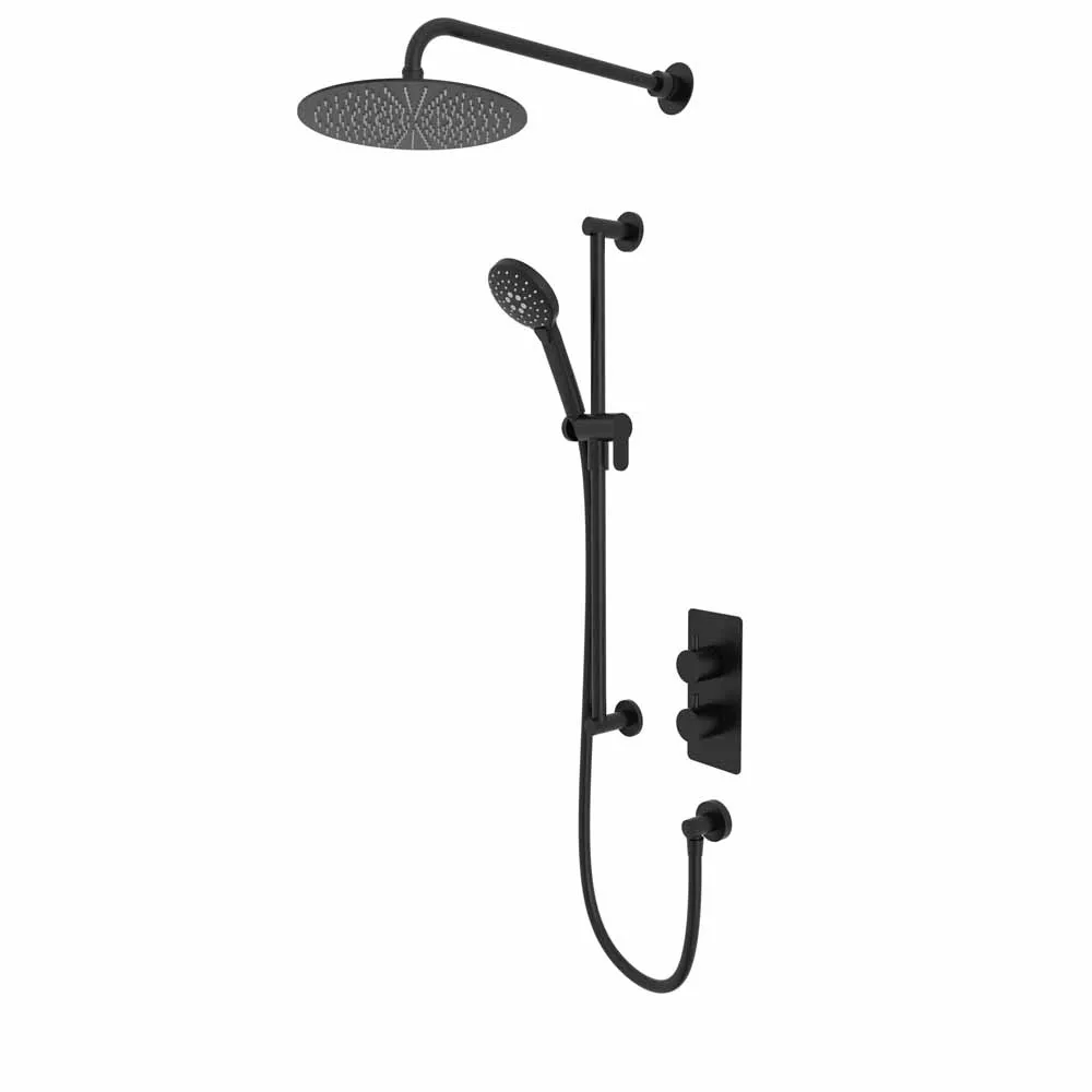 Tavistock Quantum Dual Function Shower System With Riser Kit And Overhead Shower - Black - SQT1612 - TAP 'N' SHOWER