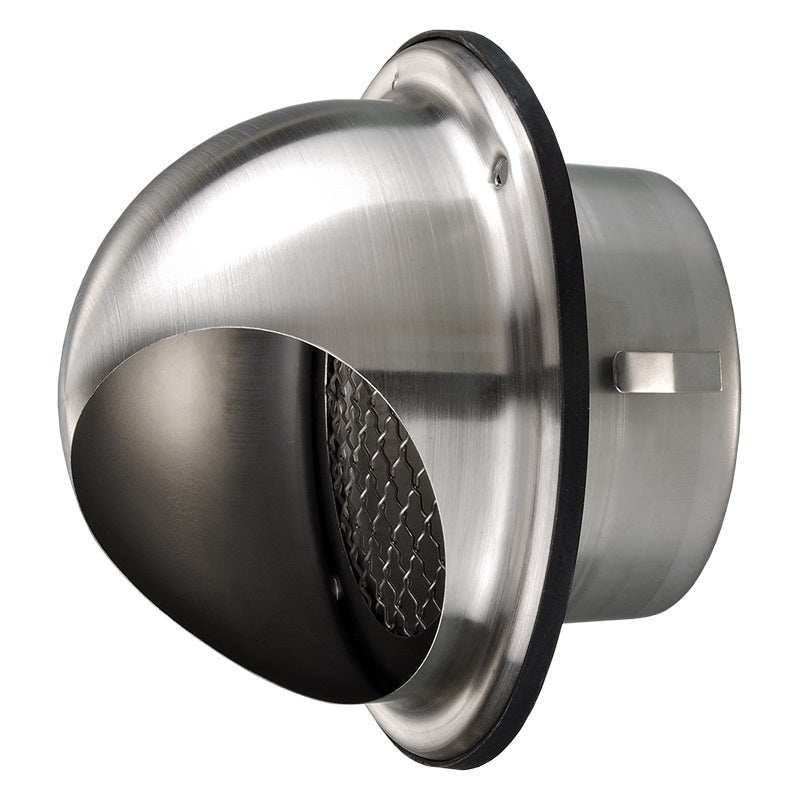 Stainless steel wall vent with circular cowled design and bird mesh for ventilation ducts, 200mm 8 inch diameter