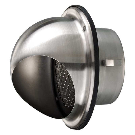 Stainless steel wall vent with circular cowled design and bird mesh for ventilation ducts, 200mm 8 inch diameter