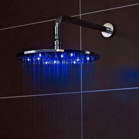 Nuie LED 200mm Diameter Round Fixed Shower Head - Chrome - STY069