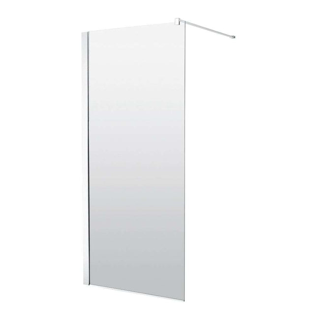 Synergy Vodus 10mm 800 x 2000mm clear glass wetroom screen with metal support bar