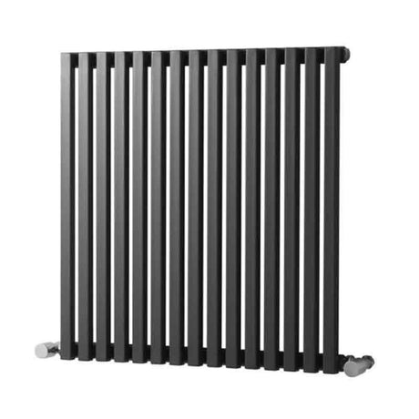 Towelrads Oxfordshire Horizontal Straight Hot Water Radiator 600mm High x 590mm Wide - Gun Metal - 120940