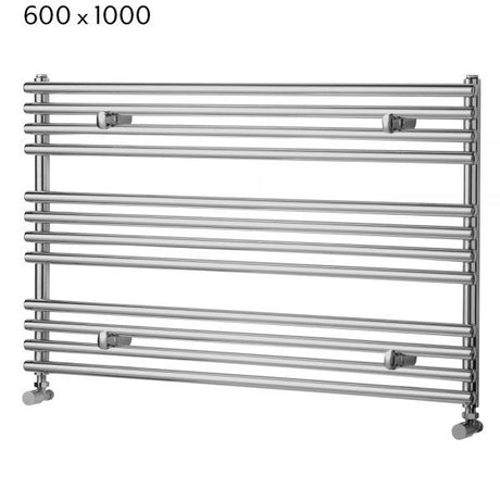 Towelrads Iridio Horizontal Straight Heated Towel Rail 600mm High x1000mm Wide - Chrome - 120970