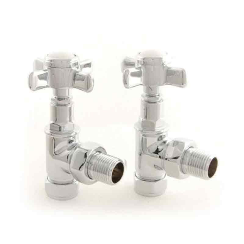 Towelrads Angled Crosshead Manual Valve & Lockshield - Chrome - 120998