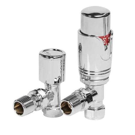 Towelrads Angled TRV and Lockshield Radiator Valve - Chrome - 125005