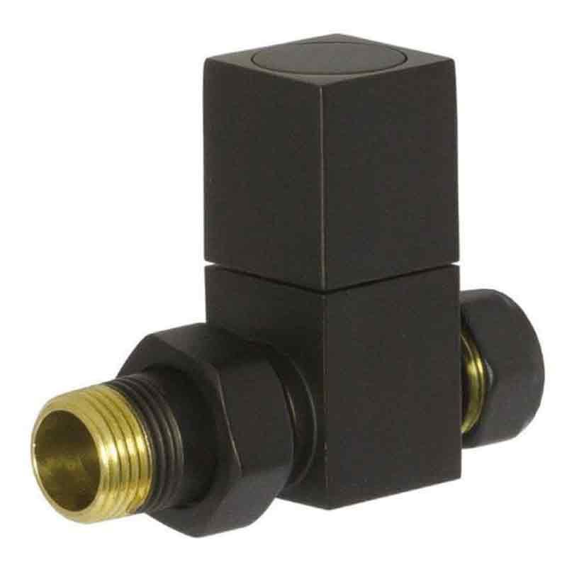 Towelrads Straight Square Manual Valve & Lockshield - Black - 129007