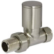Towelrads Straight Round Manual Valve & Lockshield - Brushed Nickel - 129008