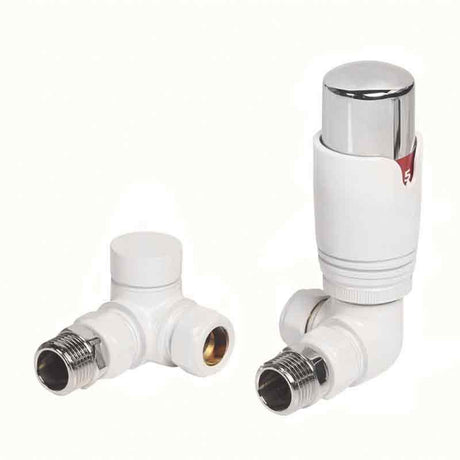 Towelrads Corner TRV and Lockshield Radiator Valve - White - 129023