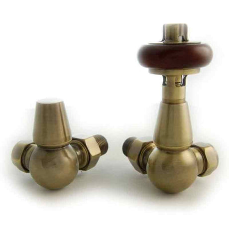 Towelrads Corner Manual Valve & Lockshield - Antique Brass - 129050