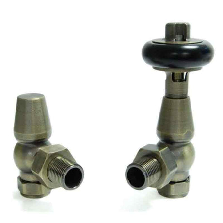 Towelrads Angled Manual Valve and Lockshield - Old English Brass - 129084