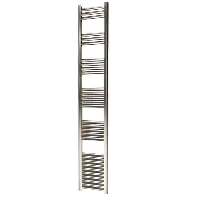 Towelrads Eton Straight Heated Towel Rail 1800mm High x 300mm Wide - Brushed Aluminium - - 136055