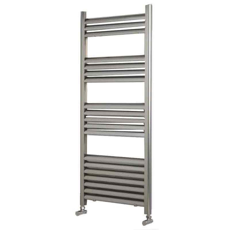 Towelrads Eton Straight Heated Towel Rail 1200mm High x 500mm Wide - Brushed Aluminium - 136058