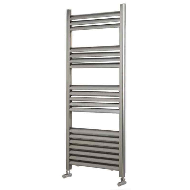 Towelrads Eton Straight Heated Towel Rail 1200mm High x 500mm Wide - Brushed Aluminium - 136058