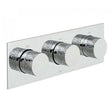 Vado Omika Two Outlet chrome three-handle horizontal thermostatic shower valve with tablet design