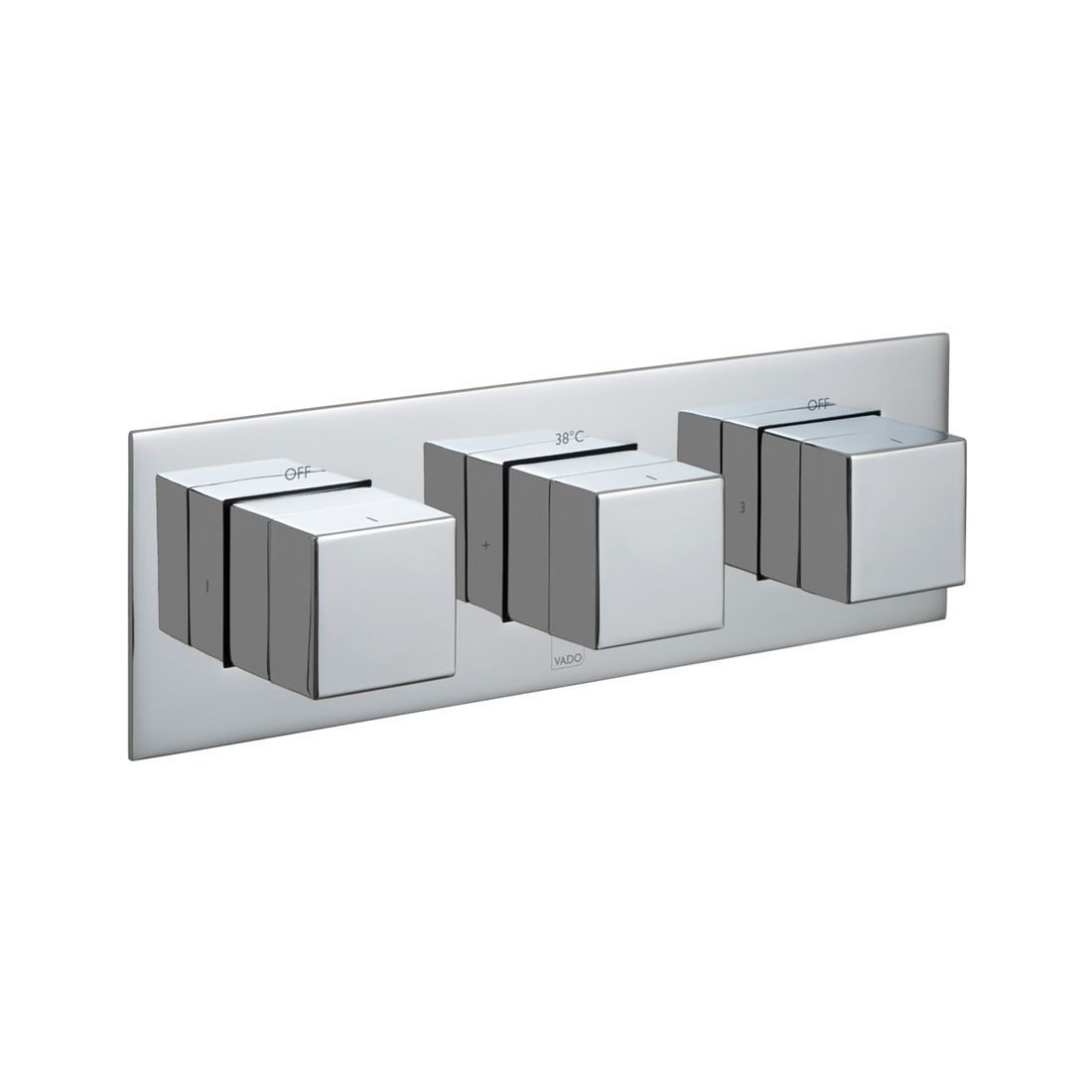 Vado Tablet Notion 3 Outlet Thermostatic Shower Valve with All-Flow Function - Polished Chrome - TAB-128/3-H-NOT-C/P