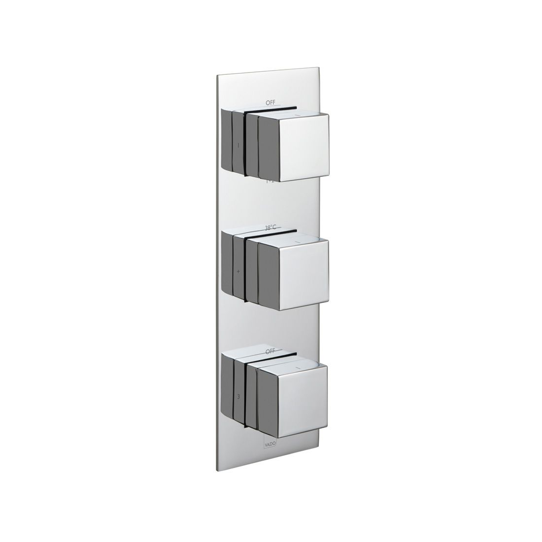 Vado Tablet Notion 3 Outlet Thermostatic Shower Valve with All-Flow Function - Polished Chrome - TAB-128/3-NOT-C/P