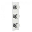 Vado Omika Three Outlet chrome thermostatic shower valve with three handles vertical design