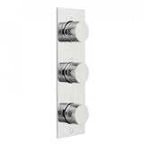 Vado Omika Three Outlet chrome thermostatic shower valve with three handles vertical design