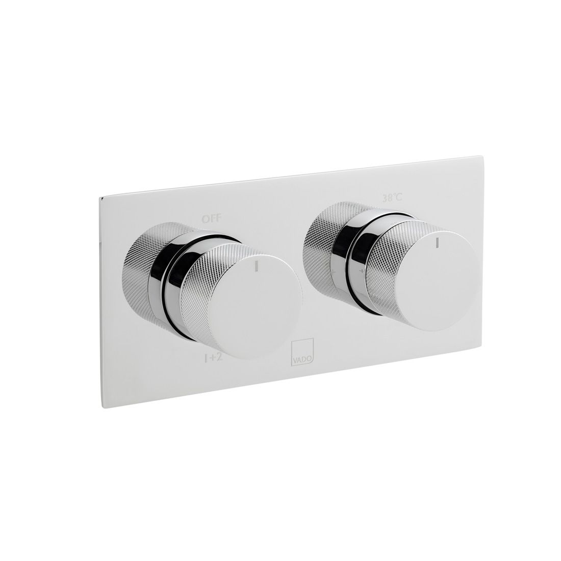 Vado Tablet Knurled Accents 2 Outlet Thermostatic Shower Valve with All - Flow Function - Polished Chrome - TAB - 148/2 - H - CPK - TAP 'N' SHOWER