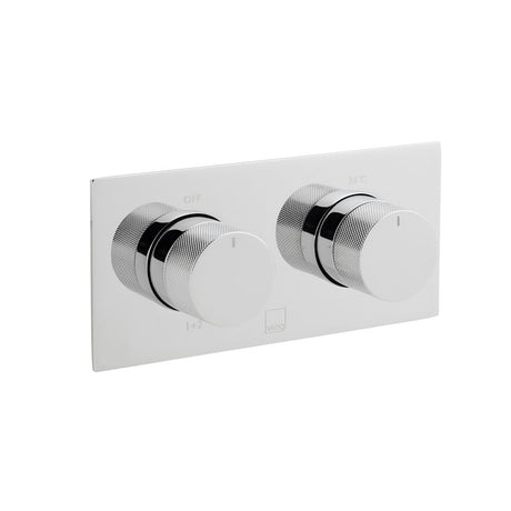 Vado Tablet Knurled Accents 2 Outlet Thermostatic Shower Valve with All-Flow Function - Polished Chrome - TAB-148/2-H-CPK