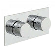 Vado Omika Two Outlet chrome thermostatic shower valve with two handles and horizontal tablet design