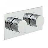 Vado Omika Two Outlet chrome thermostatic shower valve with two handles and horizontal tablet design