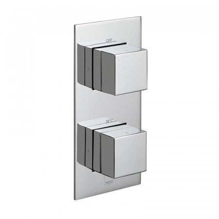 Vado Notion Vertical Concealed thermostatic shower valve with two handles and all-flow function in chrome finish