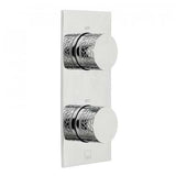 Vado Omika One Outlet chrome thermostatic shower valve with two handles and vertical tablet design