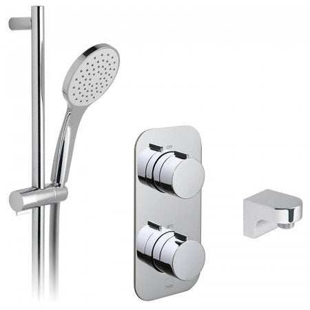Vado 2 Handle 1 Outlet concealed thermostatic shower valve package in chrome with handheld showerhead and mounting bracket