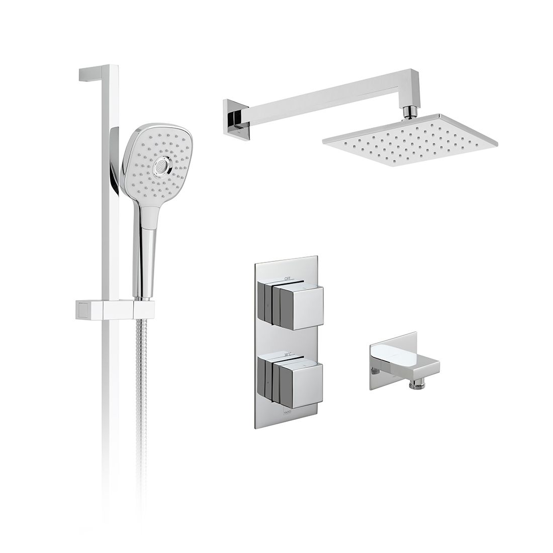 Vado Tablet Notion 2 Outlet Thermostatic Shower Set with Riser Rail - Chrome - TAB-1720/NOT-ORA-CP