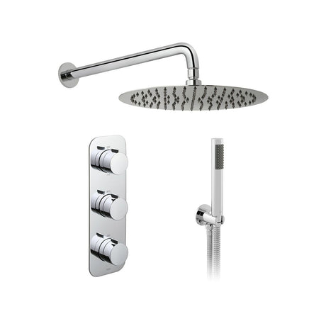Vado Tablet 2 Outlet Concealed Thermostatic Valve with Fixed Shower Head and Slide Rail Shower Kit - Chrome - TAB-1743/ALT-CP
