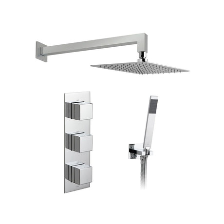 Vado Tablet 2 Outlet Concealed Thermostatic Shower Valve with Fixed Shower Head and Mini Shower Kit - Chrome - 1,345TAB1743NOTCP