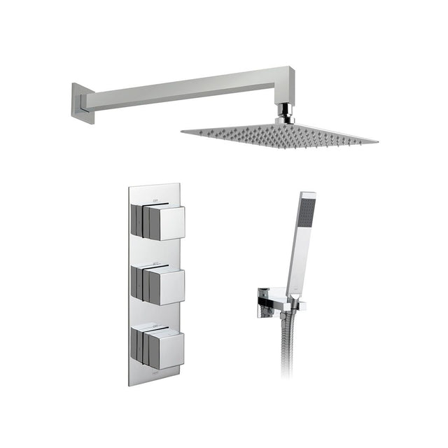 Vado Tablet 2 Outlet Concealed Thermostatic Shower Valve with Fixed Shower Head and Mini Shower Kit - Chrome - 1,345TAB1743NOTCP
