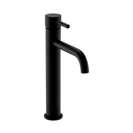 Kartell Nero Round Hi-Rise Mono Basin Mixer Tap - Matt Black - TAP153NR