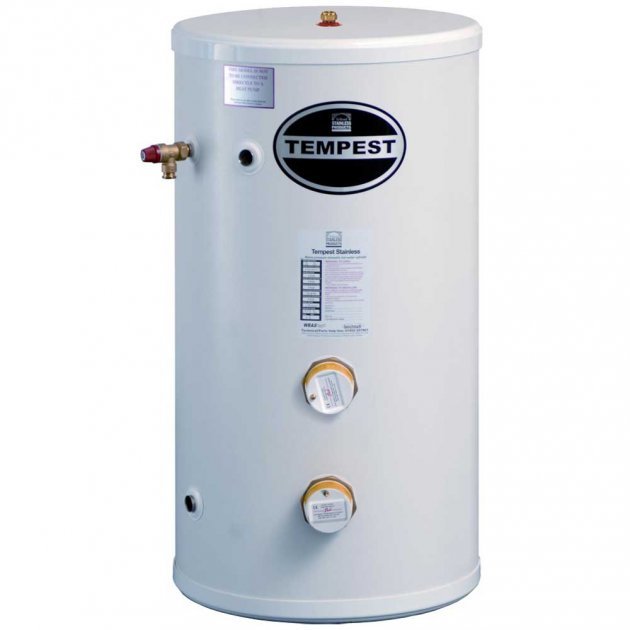Telford Tempest Stainless Steel 1120mm x 580mm Direct Unvented Hot Water Cylinder - 200 Litre - White - TSMD200