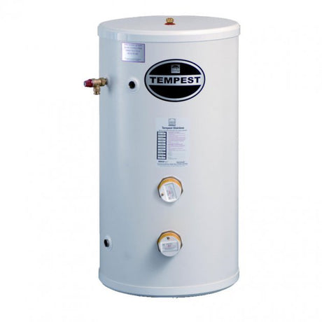 Telford Tempest Slimline Stainless Steel 1500mm x 470mm Direct Unvented Hot Water Cylinder - 170 Litre - White - TSMD170SL