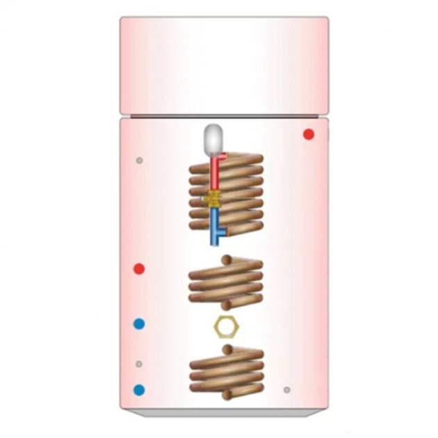 Telford Tristar Thermal Store 1850mm x 500mm Solar Thermal Sealed Coils Vented Combination Cylinder - 250 Litre - Blue - TSC250/3015