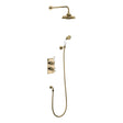 Burlington Trent Thermostatic Concealed Shower Valve 2 Outlet with Fixed Shower Arm Handset & Hose - Chrome/Gold - TF2SGOLD