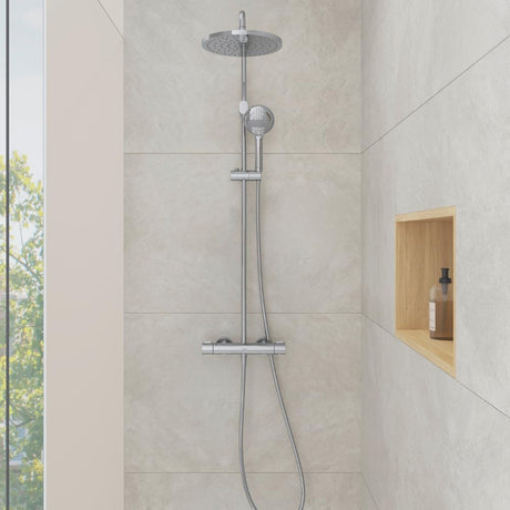 Duravit Thermostatic Bar Shower Kit With Fixed Shower Head and Handset - Chrome - TH4280008010