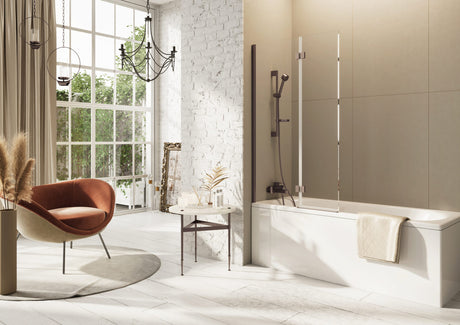 Scudo Thalia Inward Opening Bath Screen 900 x 1500mm - Brushed Bronze - THALIAINPACKBZ