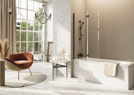 Scudo Thalia Inward Opening Bath Screen 900 x 1500mm - Gun Metal - THALIAINPACKGM