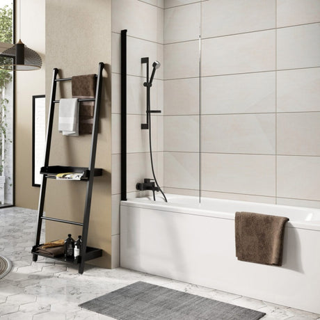 Scudo Thalia Single Panel Bathscreen 8mm - Black - THALIASINGLEBLK